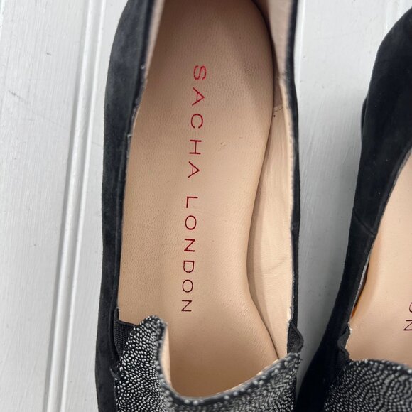 Sacha London Black Suede Low Heel Shoes With Textured Detail 7.5 Made In China - Picture 3 of 7